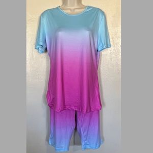 Multicolor Blue & Purple Shirt/Short Set